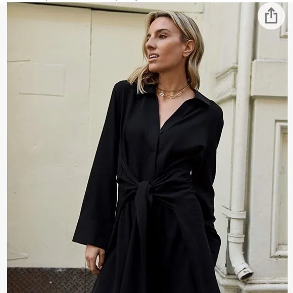 Lisadnyc The Drop Ladies Black Asymmetrical Tie Up Dress Small S - Picture 2 of 7